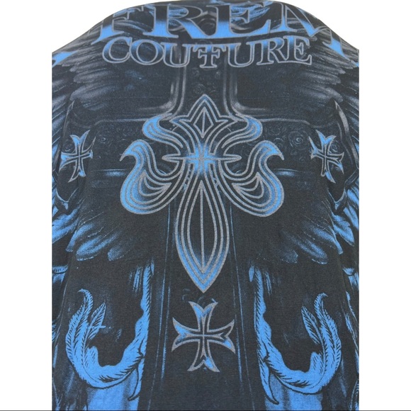 Xtreme Couture By Affliction Men's T-Shirt WROUGHT IRON Cross Wings S-5XL - Picture 9 of 9